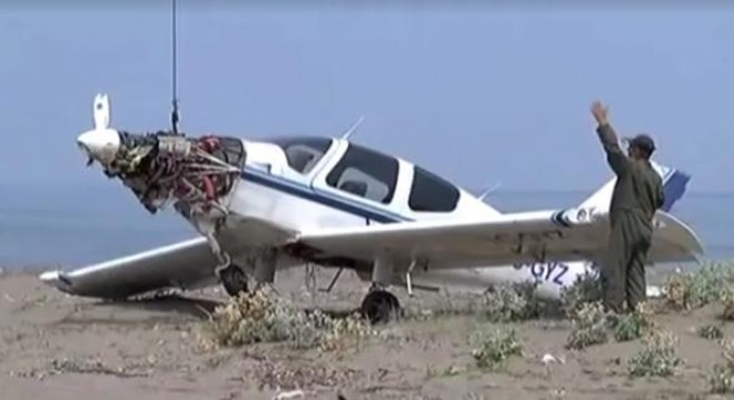 Aday pilotun uçağı inişte takla attı