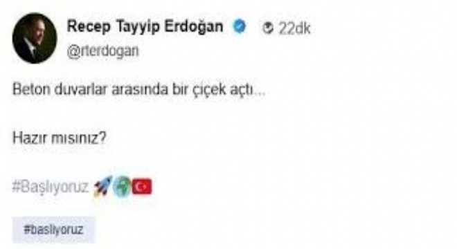 Erdoğan'dan NSosyal'de İlk Paylaşım