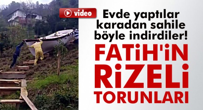 Fatih'in Rizeli torunları mehter marşıyla denize kayık indirdi