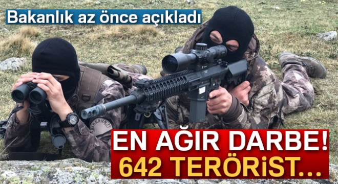 İçişleri Bakanlığı: 'Son 5 ayda 642 terörist etkisiz hale getirildi'