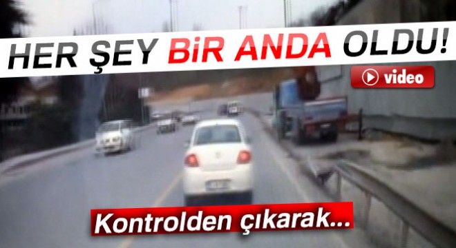 İkitelli'de otomobil bariyerlere girdi