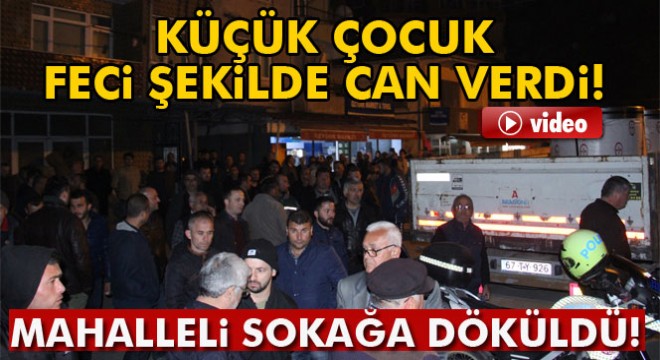 Tır kazası sonrası mahalleli yolu kapattı