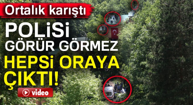 Yuvacık Barajı çevresindeki kaçak yapıları yıktırmamak için çatıya çıktılar